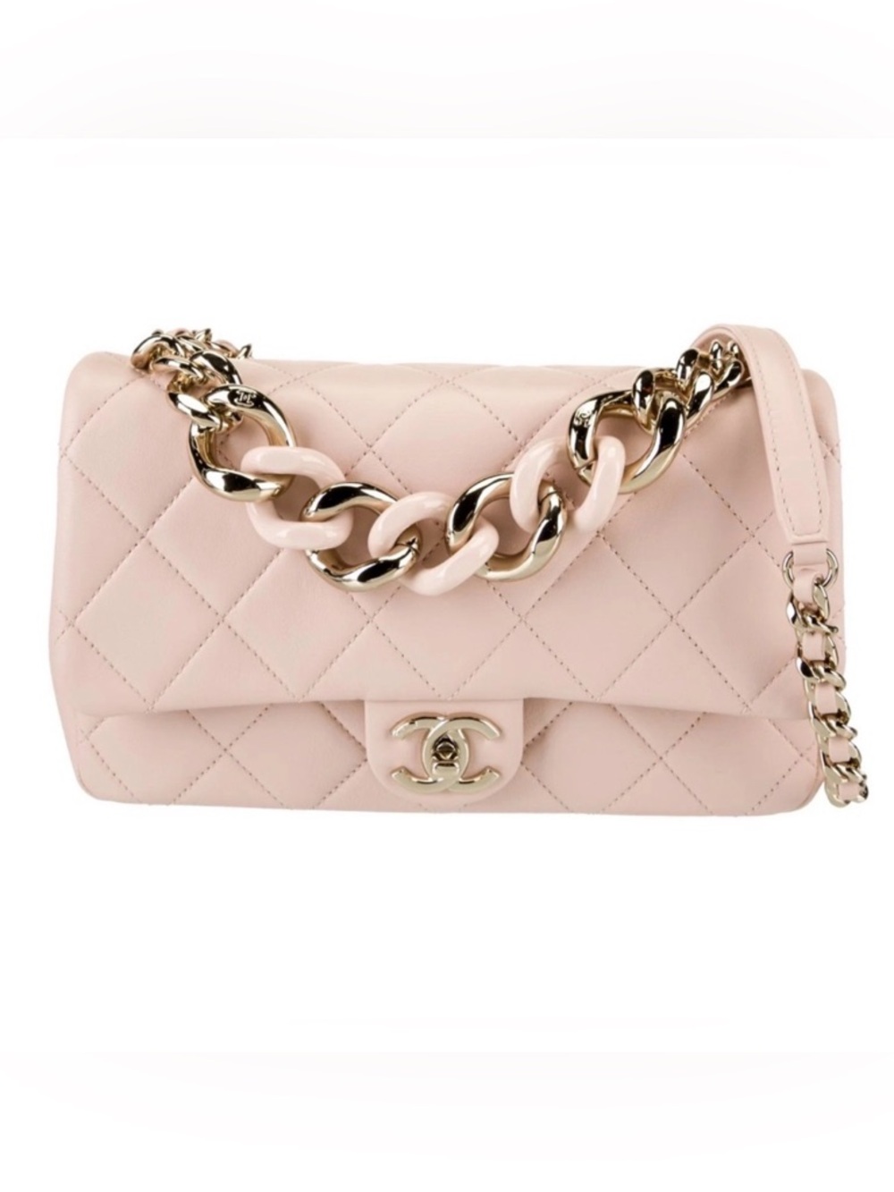 Chanel lite pink/neutral Wallet on a chain